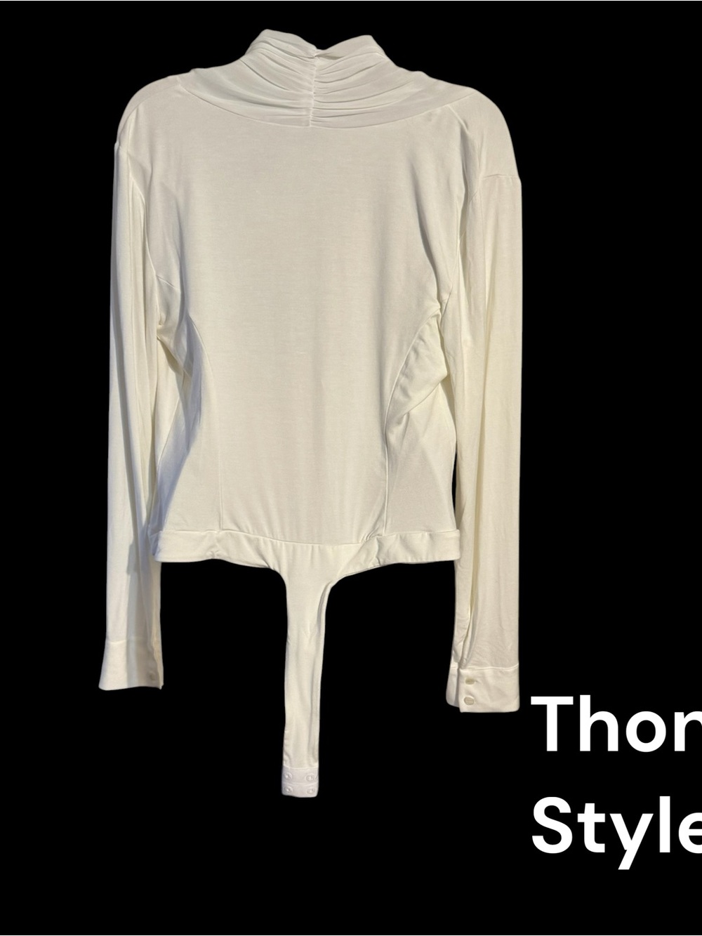 NWT Ivory Draped V-Neck Long Sleeve Bodysuit LARGE GORGEOUS #Y - Picture 7 of 12